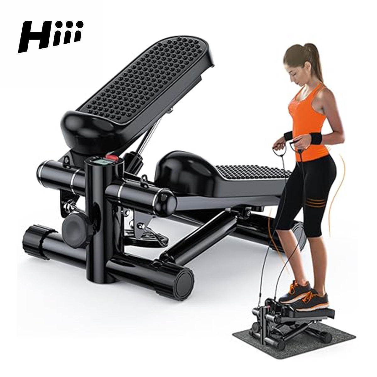 Mini Stepper With Resistance Bands for Exercise At Home, Stepper For Exercise At Home, Mini Stair Stepper 330 Lb Capacity, Workout Stepper Machine For Exercise